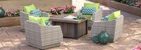 Cannes™ 5 Piece Sunbrella® Outdoor Fire Chat Set - Ginkgo Green