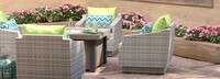 Cannes™ 5 Piece Sunbrella® Outdoor Fire Chat Set - Ginkgo Green