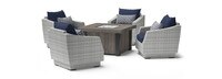 Cannes™ 5 Piece Sunbrella® Outdoor Fire Chat Set - Navy Blue