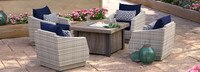 Cannes™ 5 Piece Sunbrella® Outdoor Fire Chat Set - Navy Blue