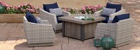 Cannes™ 5 Piece Sunbrella® Outdoor Fire Chat Set - Navy Blue