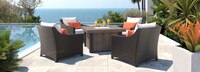 Deco™ 5 Piece Sunbrella® Outdoor Fire Chat Set - Cast Coral