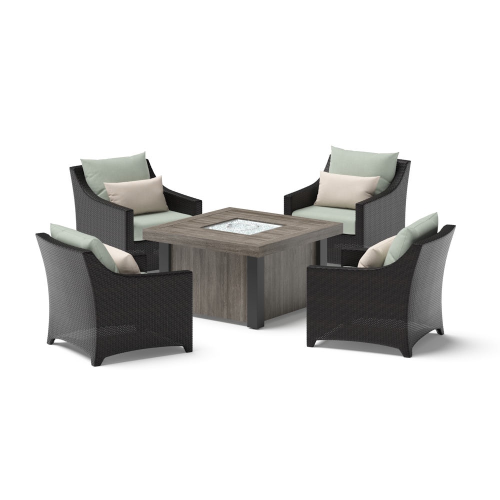 Deco™ 5 Piece Sunbrella® Outdoor Fire Chat Set - Canvas Oasis