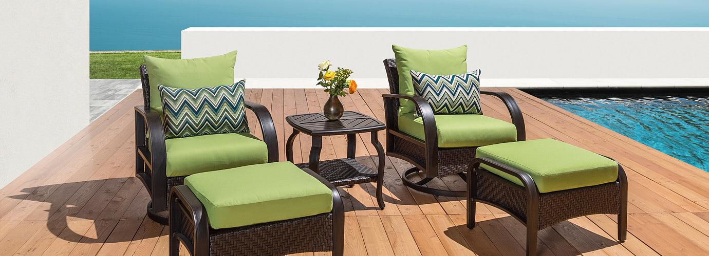 Barcelo 5 Piece Outdoor Patio Motion Club & Ottoman Set - Thumbnail 2