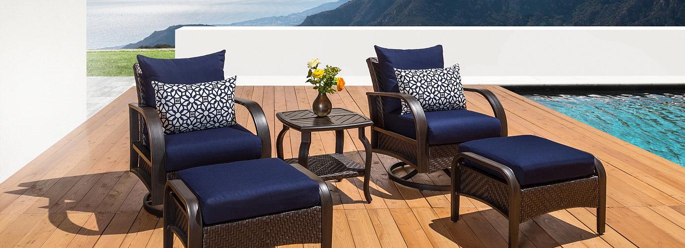 Barcelo 5 Piece Outdoor Patio Motion Club & Ottoman Set - Thumbnail 5