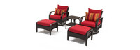 Barcelo™ 5 Piece Motion Club & Ottoman Set - Sunset Red