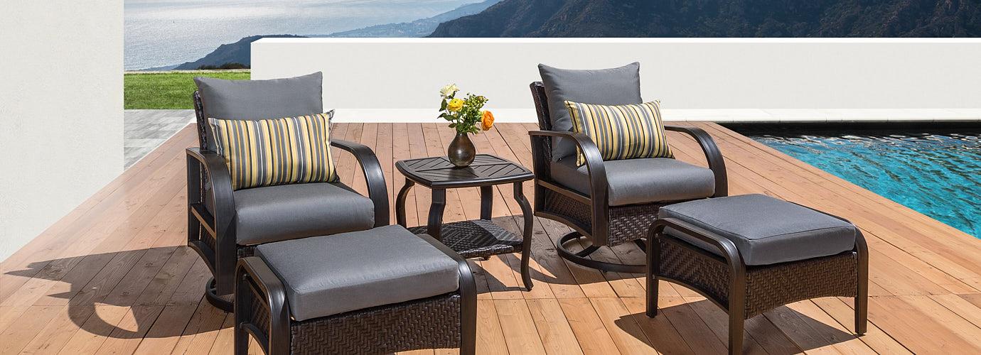 Barcelo 5 Piece Outdoor Patio Motion Club & Ottoman Set - Thumbnail 3