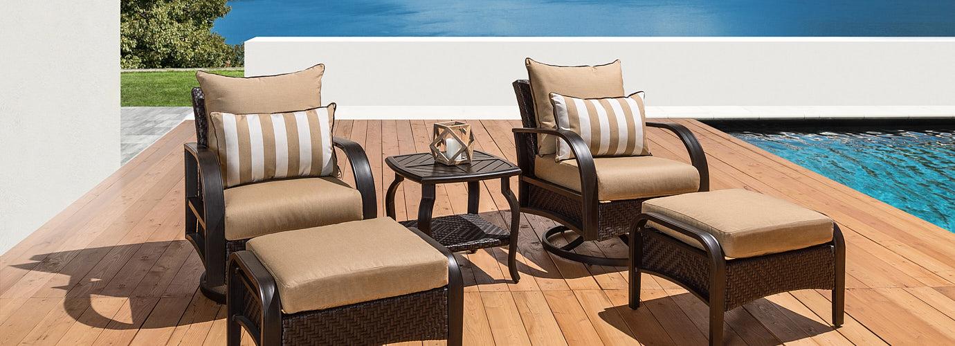 Barcelo 5 Piece Outdoor Patio Motion Club & Ottoman Set - Thumbnail 4