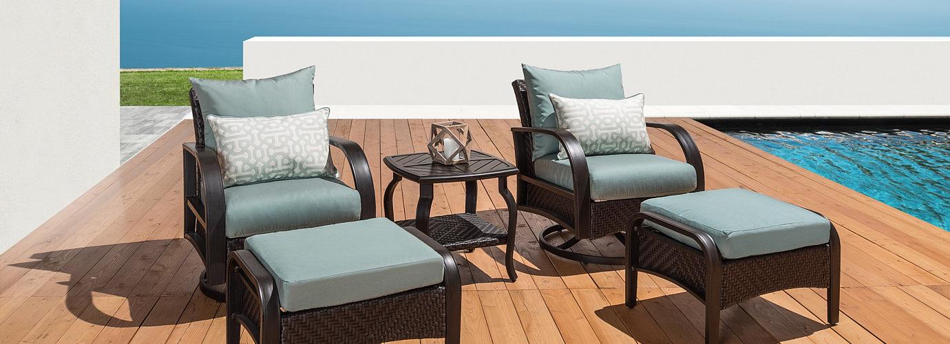 Barcelo 5 Piece Outdoor Patio Motion Club & Ottoman Set - Thumbnail 4