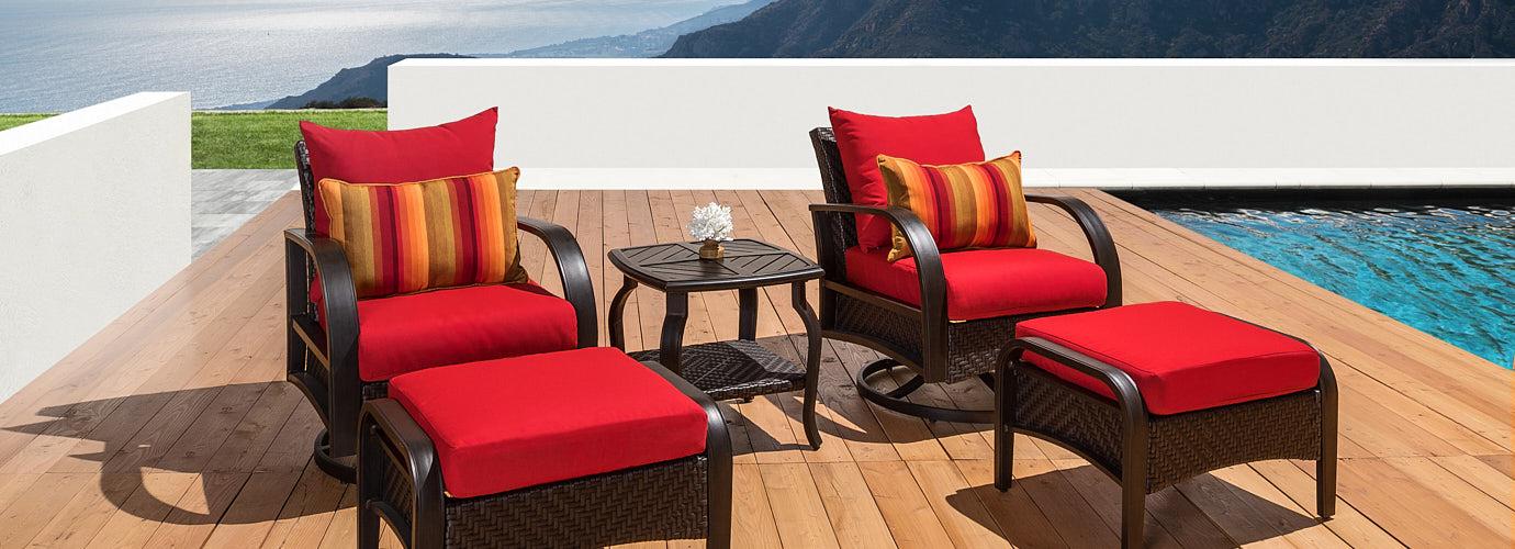 Barcelo 5 Piece Outdoor Patio Motion Club & Ottoman Set - Thumbnail 3