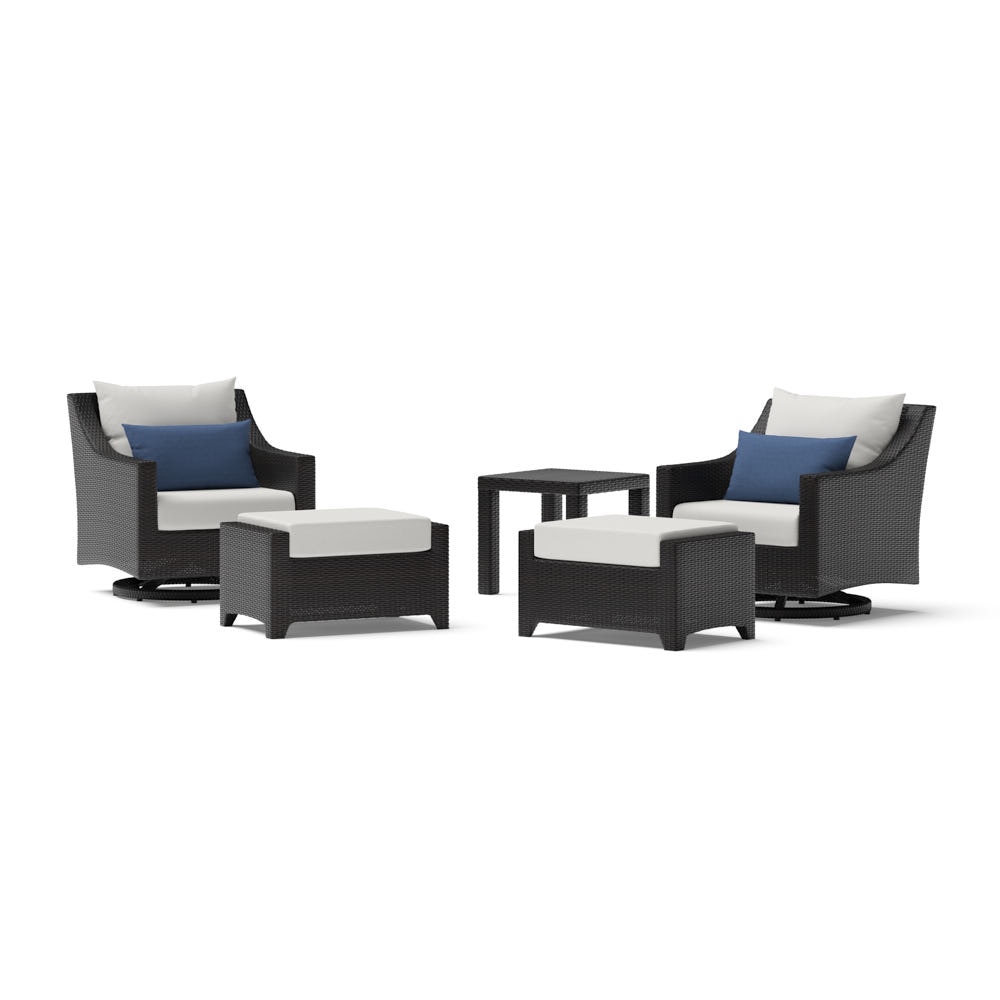 Deco™ 5 Piece Sunbrella® Outdoor Motion Club & Ottoman Set - Bliss Ink