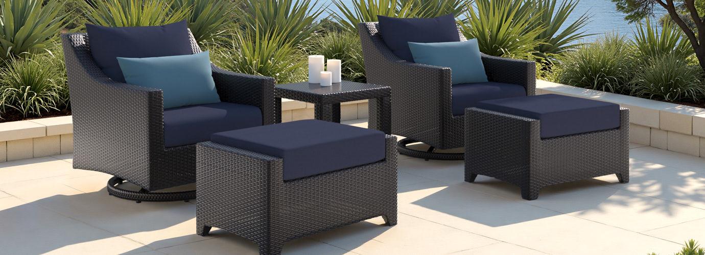 Deco™ 5 Piece Outdoor Motion Club & Ottoman Set - Olefin Blue