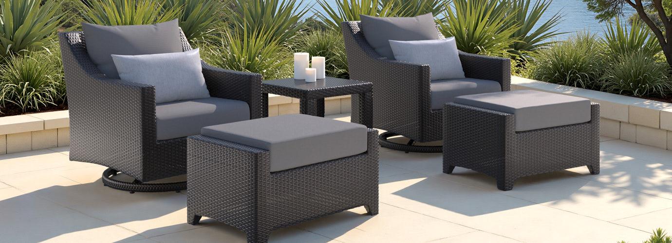 Deco™ 5 Piece Sunbrella® Outdoor Motion Club & Ottoman Set - Charcoal Gray