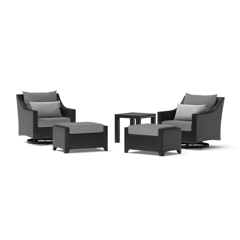 Deco™ 5 Piece Sunbrella® Outdoor Motion Club & Ottoman Set - Charcoal Gray
