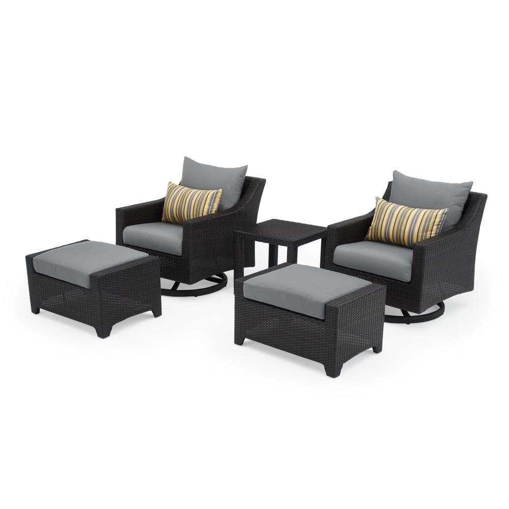 Deco™ 5 Piece Sunbrella® Outdoor Motion Club & Ottoman Set - Charcoal Gray