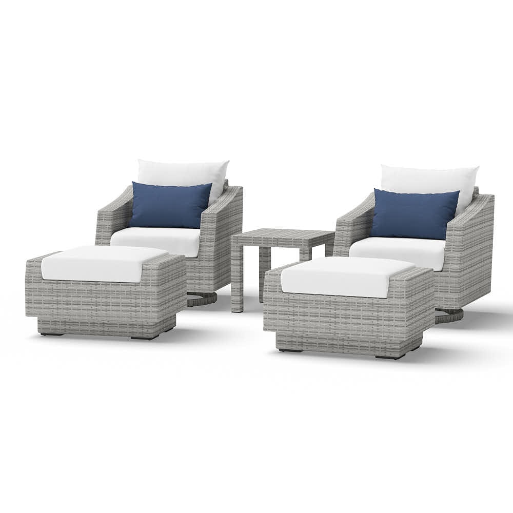 Cannes 5 Piece Sunbrella Outdoor Motion Club & Ottoman Set - Bliss Ink