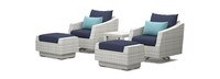 Cannes™ 5 Piece Polyester Outdoor Motion Club & Ottoman Set - Blue