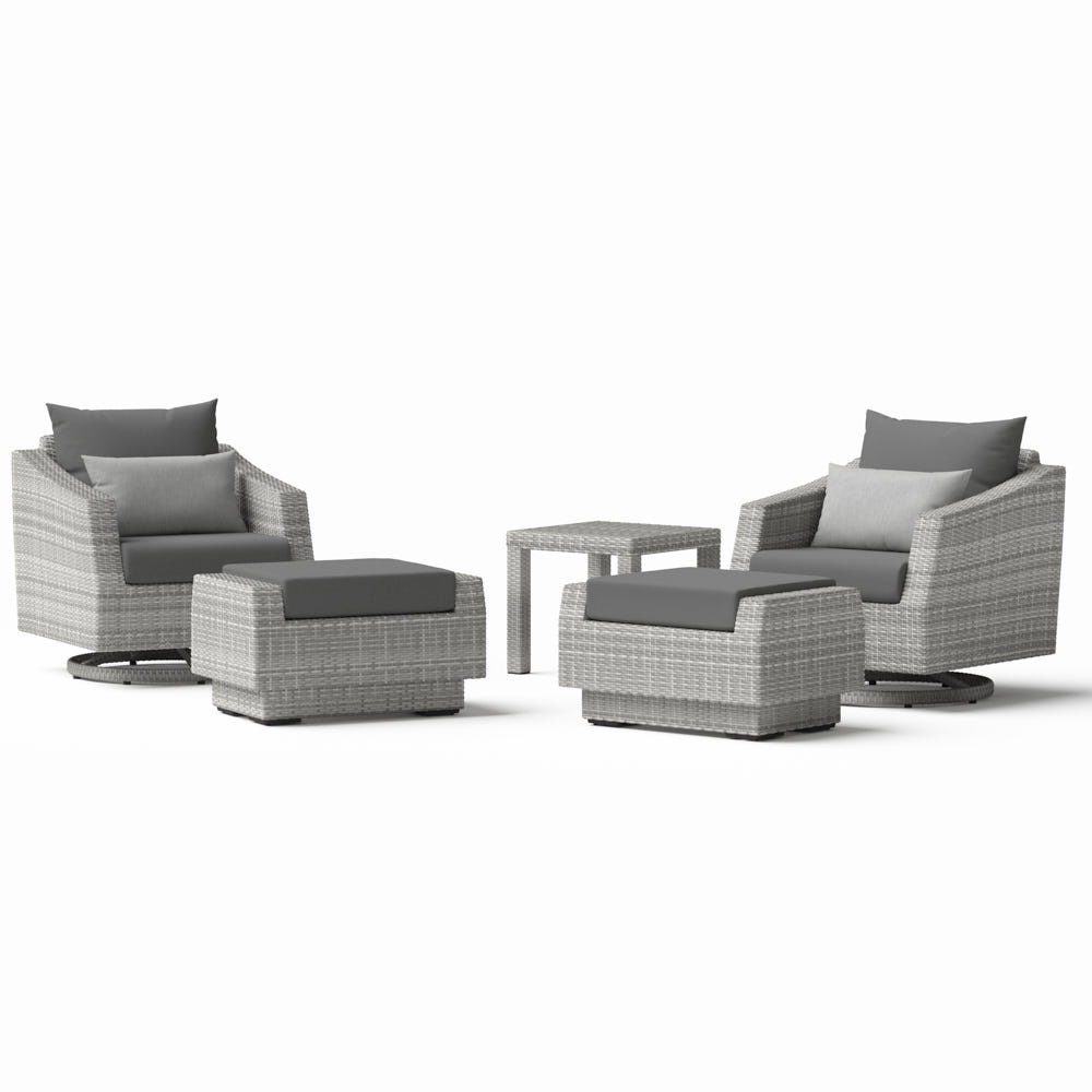 Cannes™ 5 Piece Sunbrella® Outdoor Motion Club & Ottoman Set - Charcoal Gray