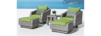 Cannes™ 5 Piece Sunbrella® Outdoor Motion Club & Ottoman Set - Centered Ink