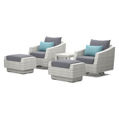 Cannes™ 5 Piece Polyester Outdoor Motion Club & Ottoman Set - Gray