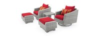 Cannes™ 5 Piece Sunbrella® Outdoor Motion Club & Ottoman Set - Sunset Red
