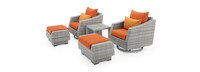 Cannes™ 5 Piece Sunbrella® Outdoor Motion Club & Ottoman Set - Tikka Orange