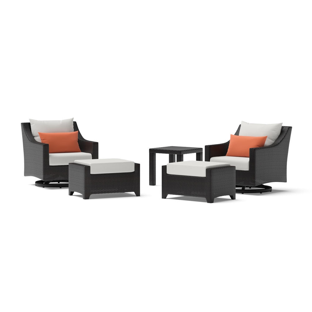 Deco™ 5 Piece Sunbrella® Outdoor Motion Club & Ottoman Set - Cast Coral