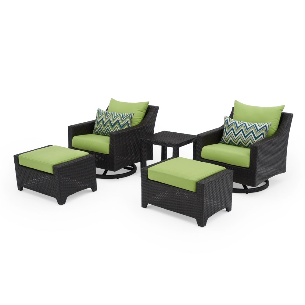 Deco™ 5 Piece Sunbrella® Outdoor Motion Club & Ottoman Set - Ginkgo Green