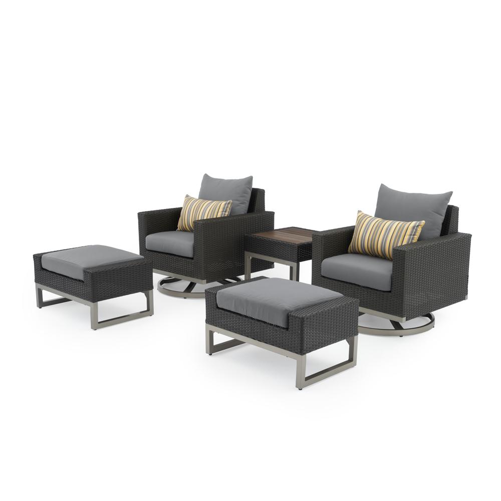 Milo™ Espresso 5 Piece Sunbrella® Outdoor Motion Club Set - Charcoal Gray