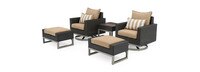 Milo™ Espresso 5 Piece Sunbrella® Outdoor Motion Club Set - Maxim Beige