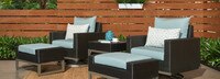 Milo™ Espresso 5 Piece Sunbrella® Outdoor Motion Club Set - Maxim Beige
