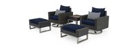 Milo™ Espresso 5 Piece Sunbrella® Outdoor Motion Club Set - Navy Blue