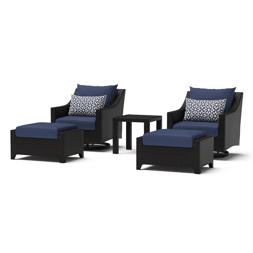 Deco™ 5 Piece Sunbrella® Outdoor Motion Club & Ottoman Set - Navy Blue