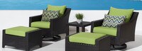 Deco™ 5 Piece Sunbrella® Outdoor Motion Club & Ottoman Set - Tikka Orange