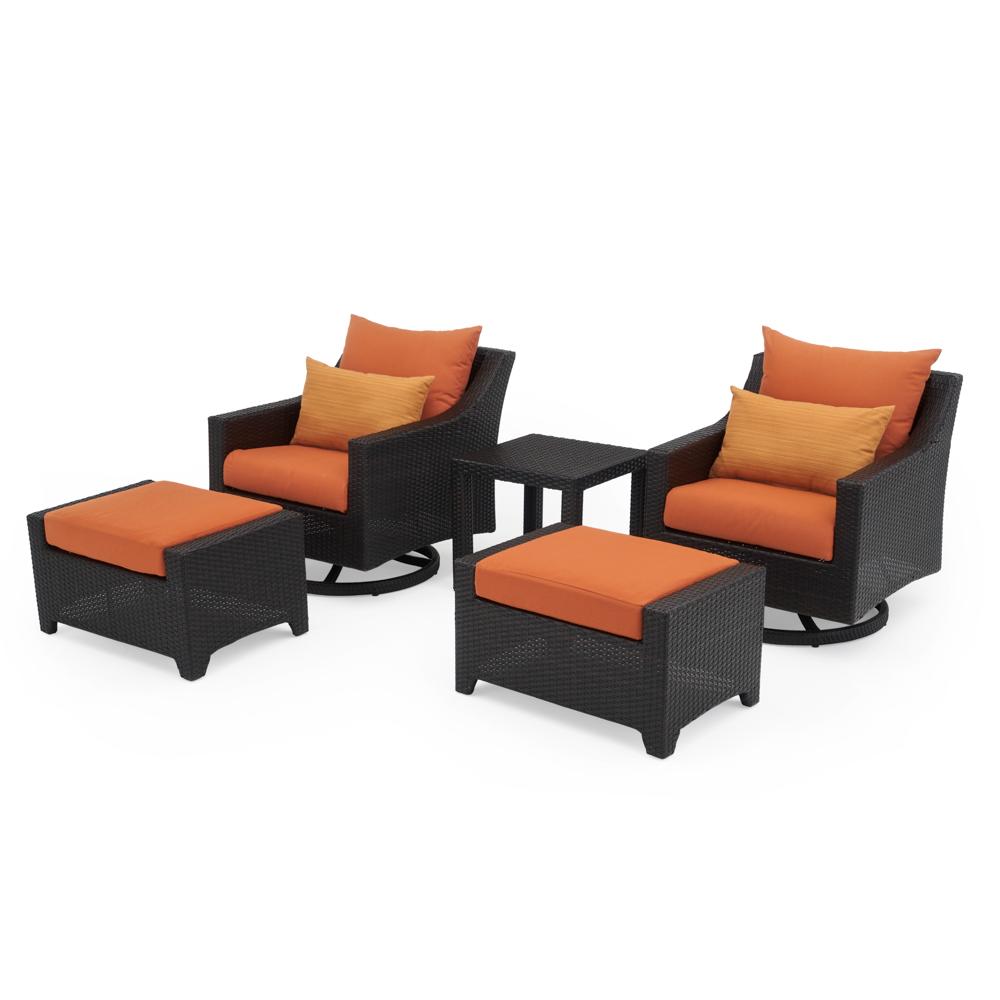 Deco™ 5 Piece Sunbrella® Outdoor Motion Club & Ottoman Set - Tikka Orange