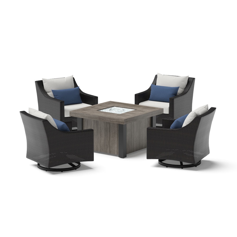 Deco™ 5 Piece Sunbrella® Outdoor Motion Fire Chat Set - Bliss Ink