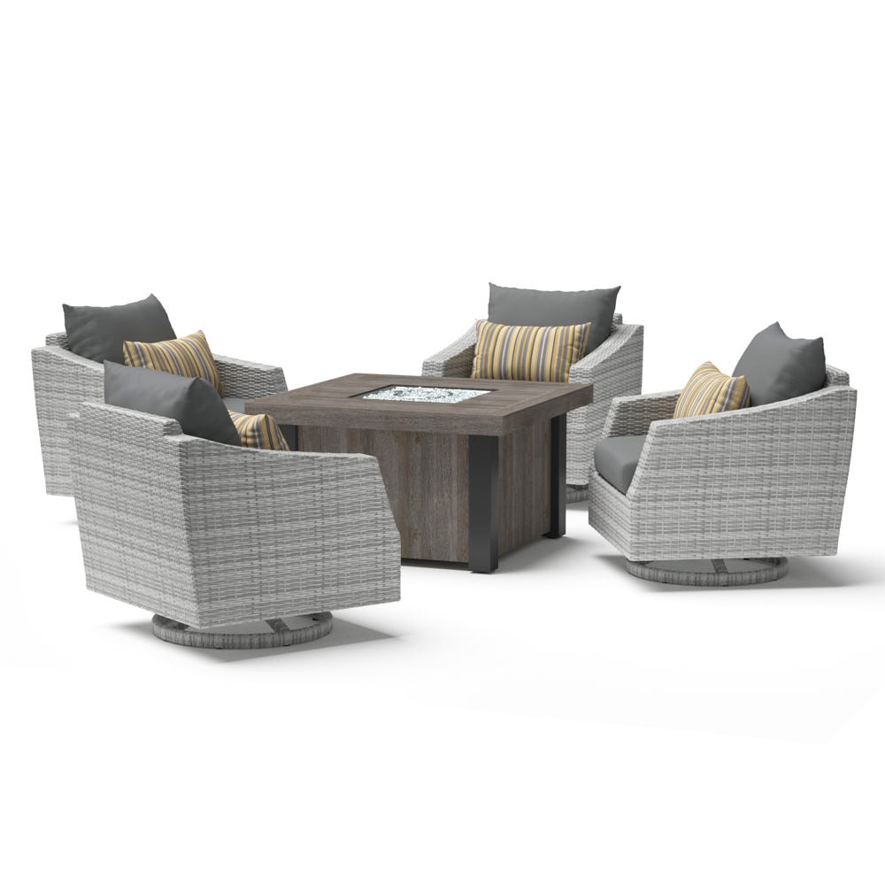 Cannes™ 5 Piece Motion Fire Chat Set - Charcoal Gray
