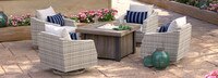 Cannes™ 5 Piece Sunbrella® Outdoor Motion Fire Chat Set - Centered Ink