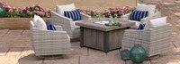Cannes™ 5 Piece Sunbrella® Outdoor Motion Fire Chat Set - Centered Ink