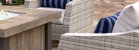 Cannes™ 5 Piece Sunbrella® Outdoor Motion Fire Chat Set - Centered Ink