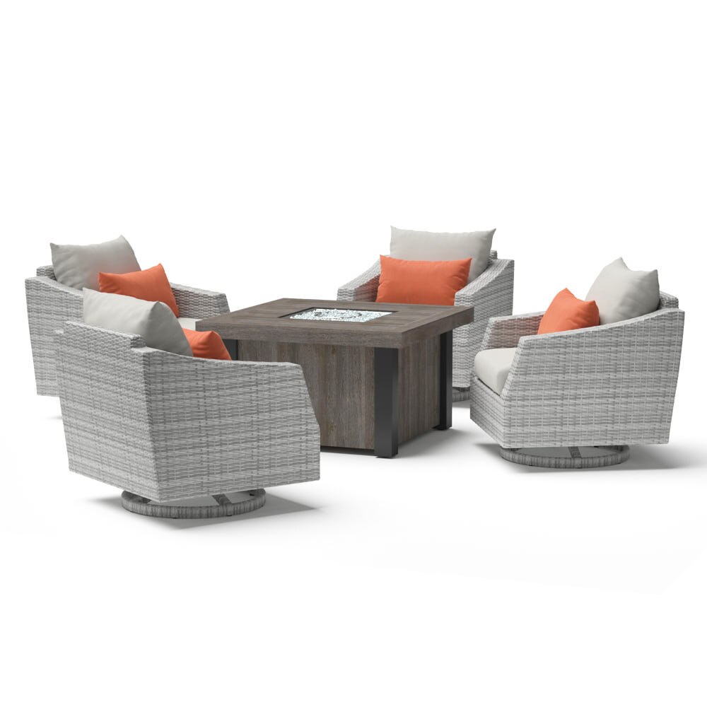 Cannes™ 5 Piece Motion Fire Chat Set - Cast Coral