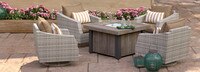 Cannes™ 5 Piece Sunbrella® Outdoor Motion Fire Chat Set - Maxim Beige