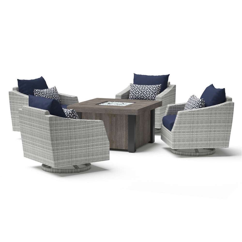 Cannes™ 5 Piece Motion Fire Chat Set - Navy Blue