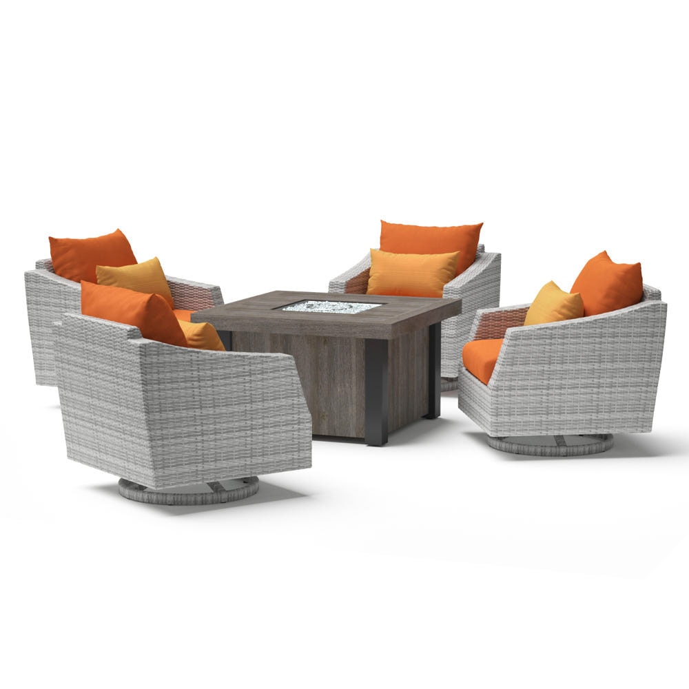 Cannes™ 5 Piece Motion Fire Chat Set - Tikka Orange