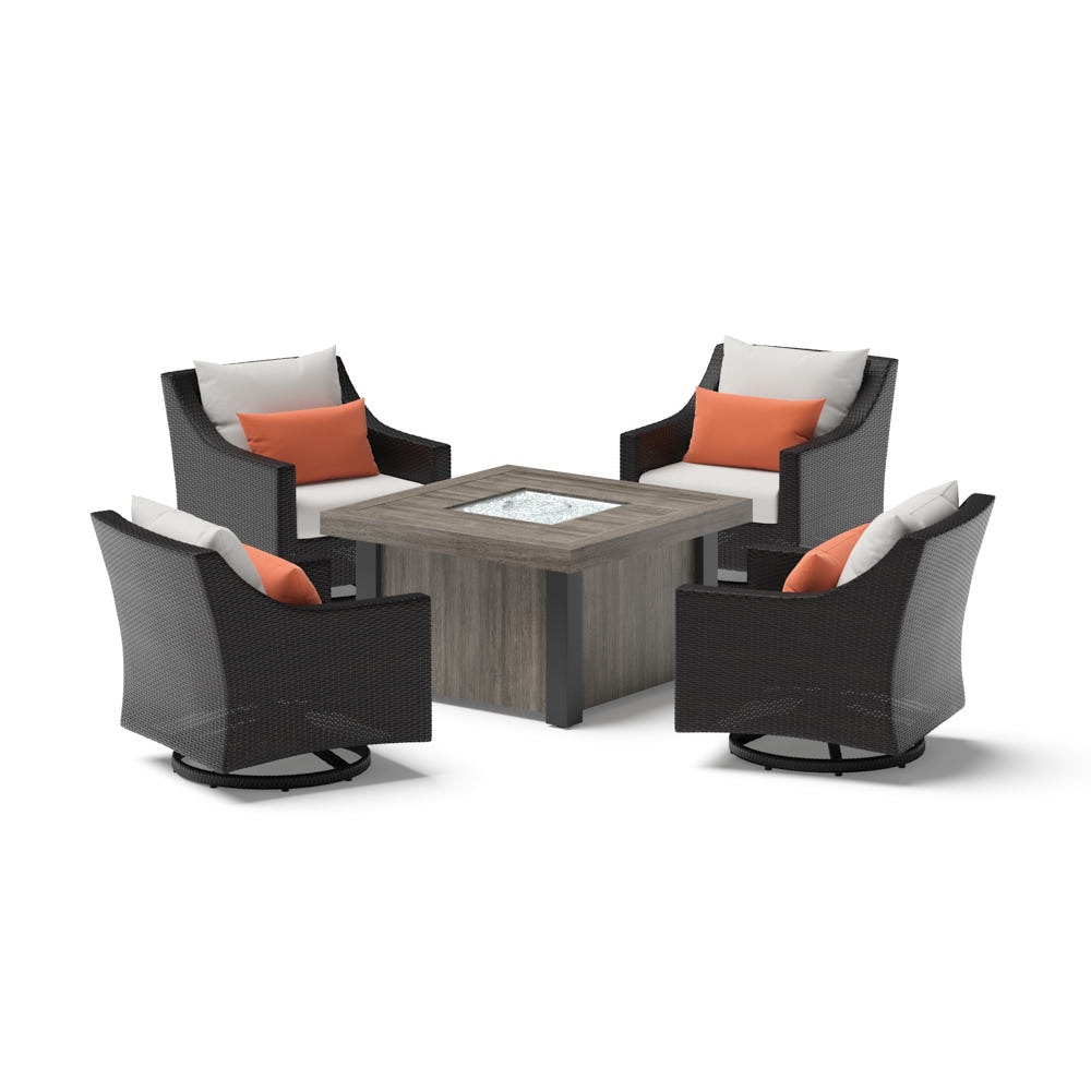 Deco™ 5 Piece Sunbrella® Outdoor Motion Fire Chat Set - Cast Coral