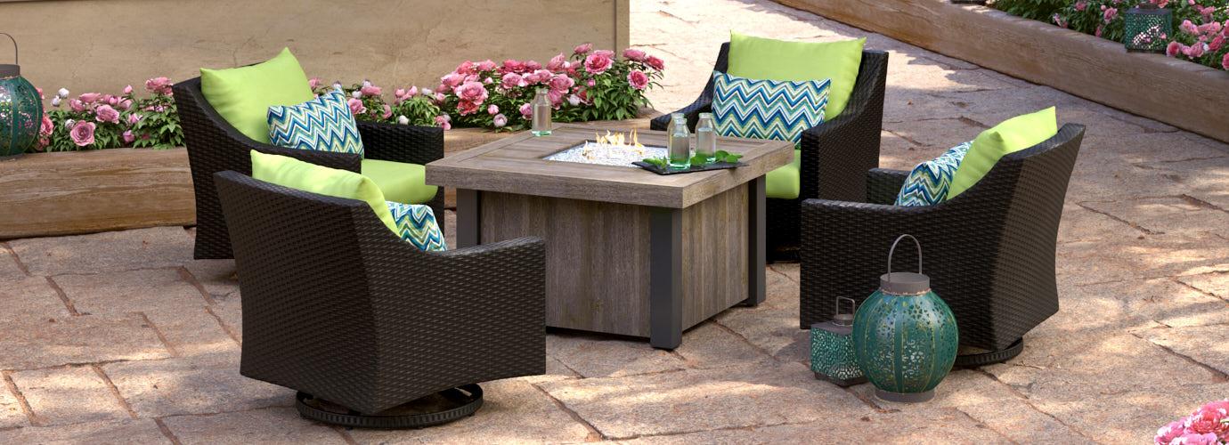 Deco Sunbrella Outdoor Fire Chat Set - Thumbnail 2