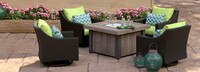 Deco™ 5 Piece Sunbrella® Outdoor Motion Fire Chat Set - Ginkgo Green