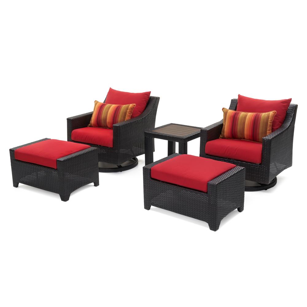 Deco™ Deluxe 5 Piece Motion Club & Ottoman Set - Sunset Red