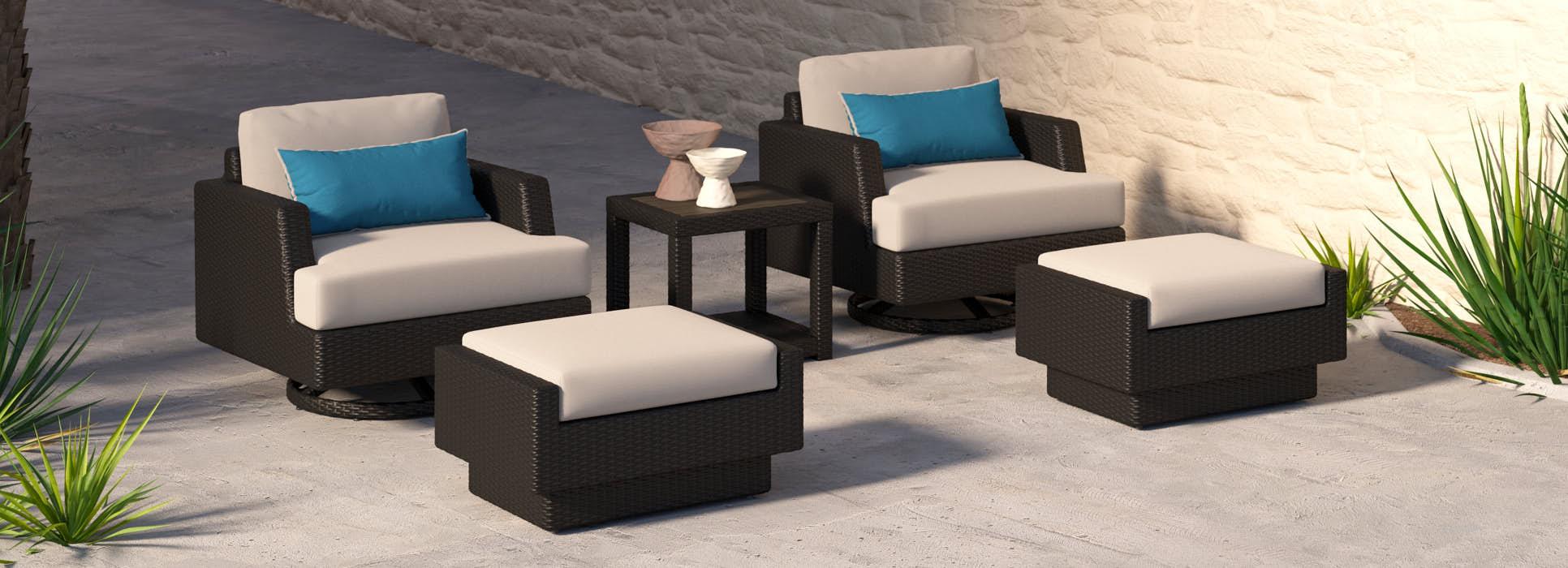 Portofino Comfort 7 Piece Motion Wood Seating Set - Thumbnail 5