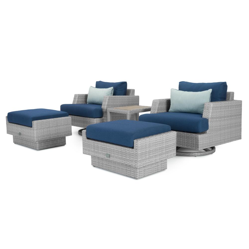 Portofino® Comfort 5 Piece Sunbrella® Outdoor Motion Seating Set - Laguna Blue